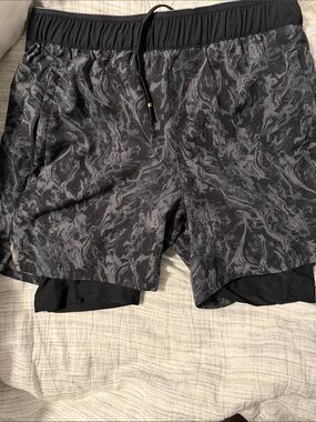 Matix Black & Gray Marbled Athletic Shorts